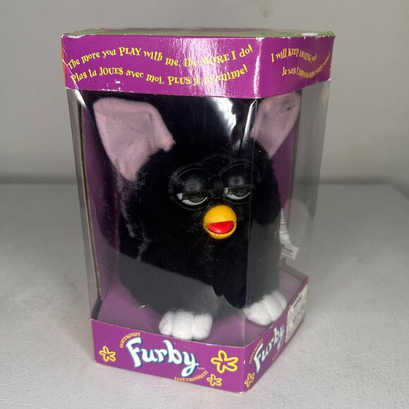 Vintage ORIGINAL Furby 1998 Black Tiger Electronics Model 70-800 in Box - Picture 1 of 5